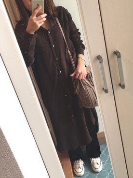 「アイテム（シャツワンピース）」を使った、⭐︎さん（レディース・158cm）の冬コーディネート