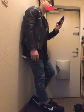 「シュプリーム」｜「アイテム（ライダースジャケット）」を使った、doc.Oさん（メンズ・173cm）の春コーディネート