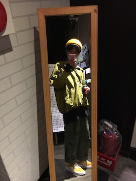 「VINTAGE（ヴィンテージ）のアイテム（マウンテンパーカー）」を使った、Han Wuさん（メンズ・163cm）の秋コーディネート