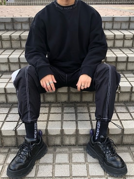 「AVALONE（アヴァロン）のアイテム」を使った、しーんさん（メンズ・173cm）の秋コーディネート