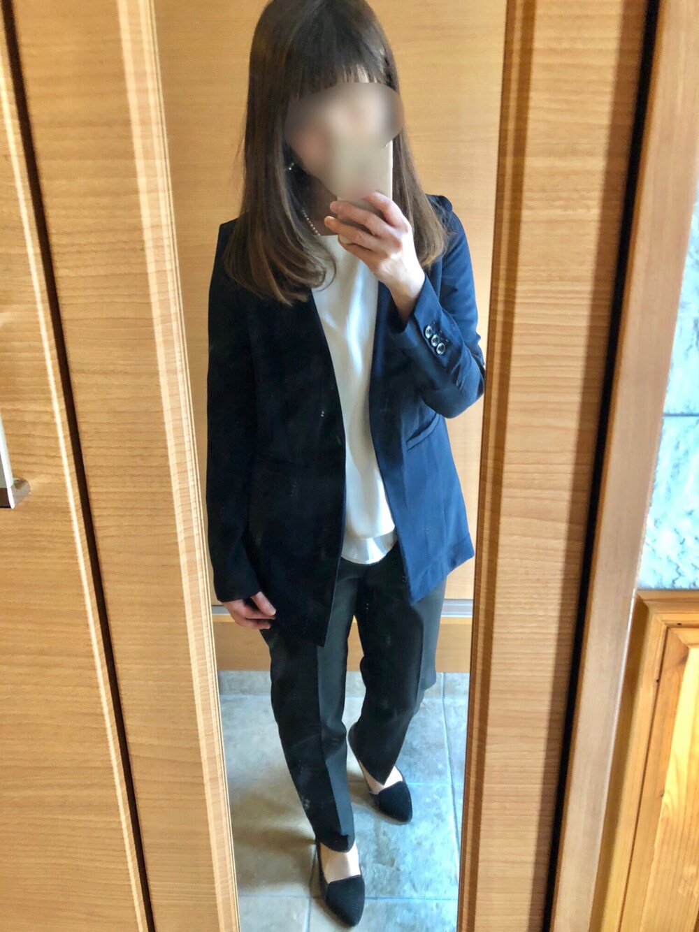 「BLISS POINTのアイテム（ジャケット/アウター、ブルー系）」を使った、mayさん（レディース・157cm）の冬コーディネートの1枚目の写真