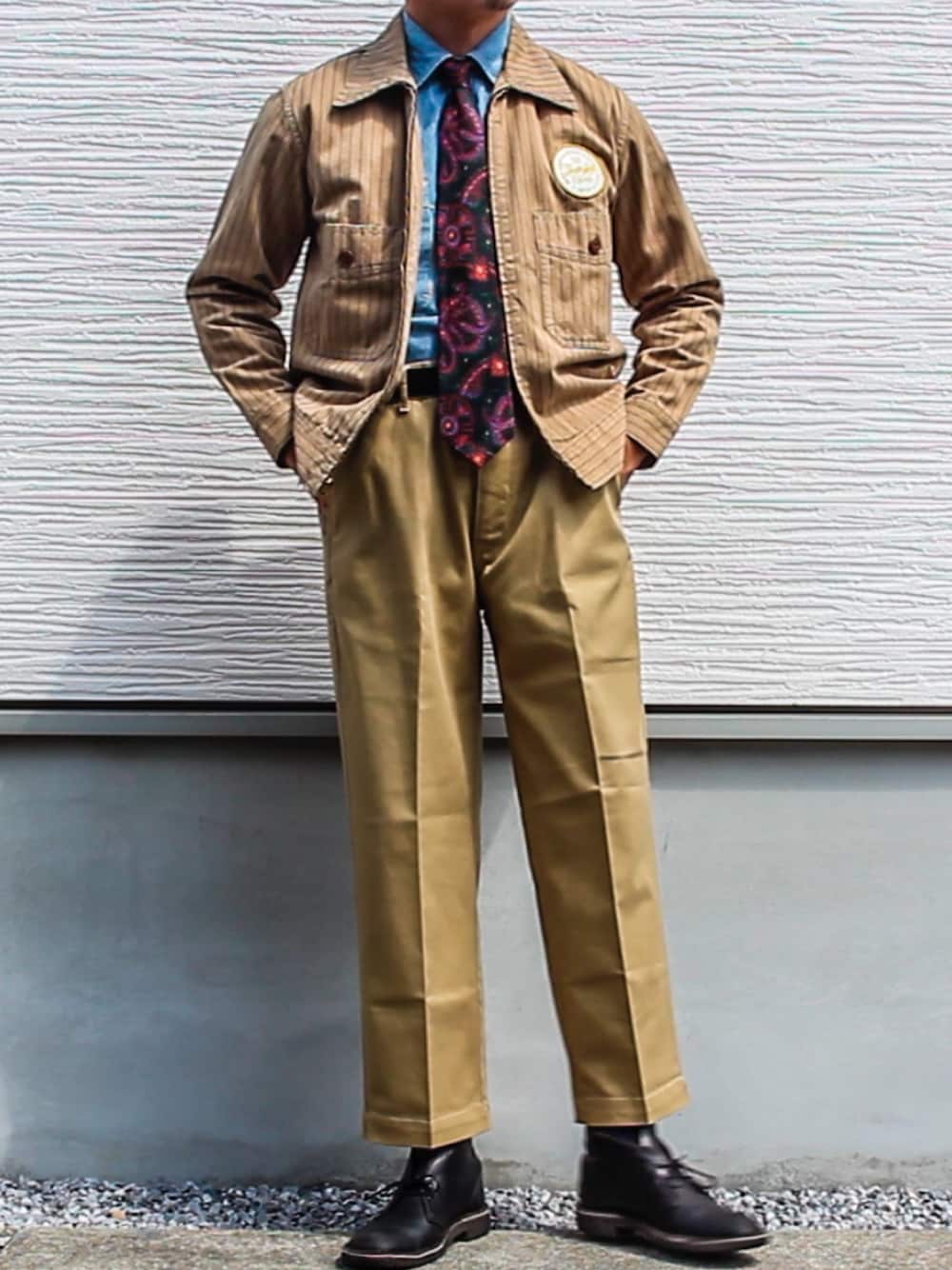 「ワントーンコーデ、TENDERLOIN #テンダーロイン、ラルフローレン、リーバイス、スタプレ」｜「Levi'sのアイテム（スラックス、ベージュ系）」を使った、goemonsantakuさん（メンズ・171cm）の秋コーディネートの1枚目の写真