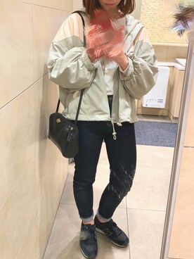 「one after another NICE CLAUP（ワンアフターアナザーナイスクラップ）のアイテム（ブルゾン）」を使った、S.a.R.aさん（レディース・155cm）の春コーディネート