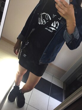 「GRL（グレイル）のアイテム（デニムジャケット）」を使った、ま り ち ん ︎☺︎❤︎さん（レディース・152cm）の夏コーディネート