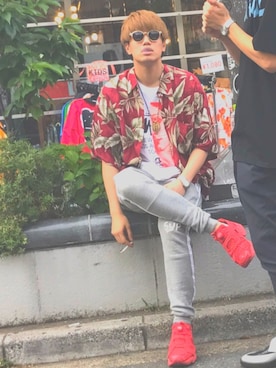 「休憩」｜リョウさん（メンズ・181cm）の夏コーディネート
