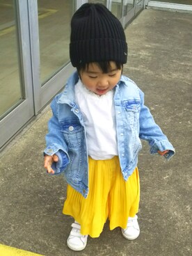 「おんなのこコーデ」｜「アイテム（デニムジャケット）」を使った、koさん（キッズ・90cm）の春コーディネート