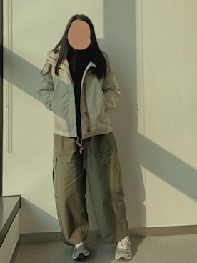 「AIGLE（エーグル）のアイテム（ジャケット/アウター）」を使った、Vさん（レディース・157cm）の冬コーディネート