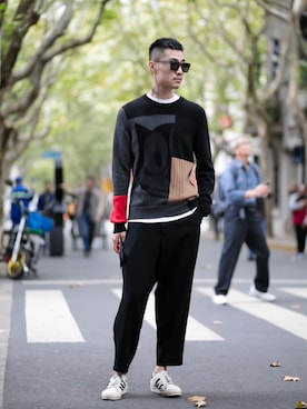 「Yohji Yamamoto（ヨウジヤマモト）のアイテム（チノパンツ）」を使った、CHIVALRYBEBEさん（メンズ・181cm）の冬コーディネート