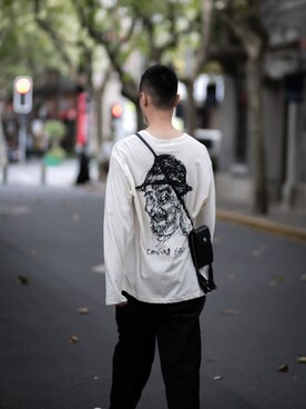 「Yohji Yamamoto（ヨウジヤマモト）のアイテム（チノパンツ）」を使った、CHIVALRYBEBEさん（メンズ・181cm）の冬コーディネート