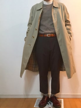 「バーバリー」｜「アイテム（その他シューズ）」を使った、H2CO3さん（メンズ・170cm）の冬コーディネート