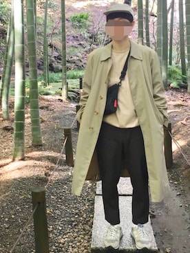 「アイテム（ステンカラーコート）」を使った、H2CO3さん（メンズ・170cm・20代）の春コーディネート