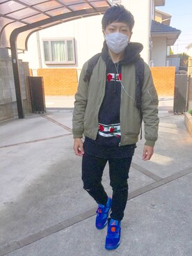 「Jordan」｜「アイテム（ミリタリージャケット）」を使った、おまめくんさん（メンズ・170cm）の春コーディネート