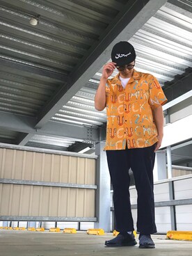 「シルク」｜「アイテム（帽子）」を使った、おまめくんさん（メンズ・168cm）の夏コーディネート