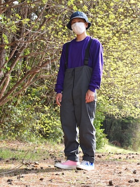 「JW Anderson（ジェイダブリューアンダーソン）のアイテム（帽子）」を使った、おまめくんさん（メンズ・168cm）の春コーディネート