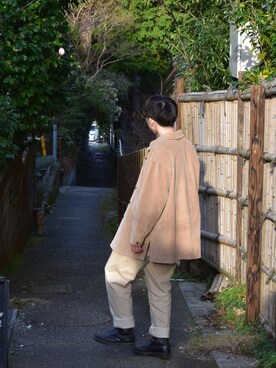 「古着のアイテム（ジャケット/アウター、ベージュ系）」を使った、すなぎもさん（メンズ・173cm）の春コーディネート