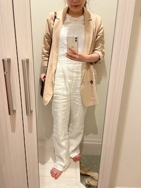 「Omekashi（オメカシ）のアイテム（オールインワン・サロペット）」を使った、YUKO ONOさん（レディース・155cm）の春コーディネート