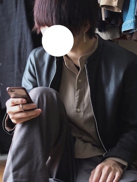 「WEGO（ウィゴー）のアイテム（ライダースジャケット）」を使った、9さん（メンズ・179cm）の冬コーディネート