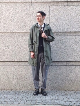「OMNIGOD（オムニゴッド）のアイテム（モッズコート）」を使った、OMNIGOD代官山さん（メンズ・180cm）の春コーディネート