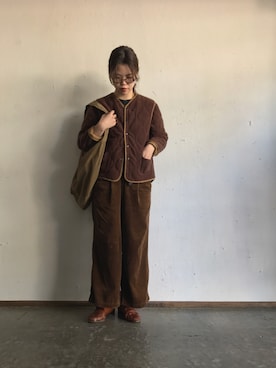 「OMNIGOD（オムニゴッド）のアイテム（ナイロンジャケット）」を使った、OMNIGOD代官山さん（レディース・168cm）の秋コーディネート