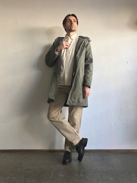 「OMNIGOD（オムニゴッド）のアイテム（モッズコート）」を使った、OMNIGOD代官山さん（メンズ・181cm）の秋コーディネート