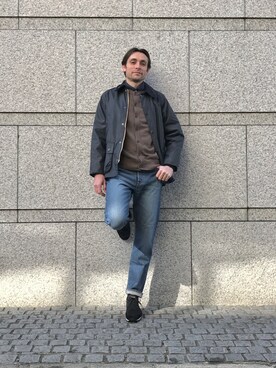 「OMNIGOD（オムニゴッド）のアイテム（パンツ）」を使った、OMNIGOD代官山さん（メンズ・181cm）の冬コーディネート