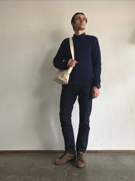 「OMNIGOD（オムニゴッド）のアイテム（パンツ）」を使った、OMNIGOD代官山さん（メンズ・181cm）の冬コーディネート