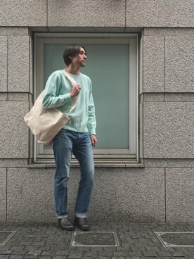 「OMNIGOD（オムニゴッド）のアイテム（パンツ）」を使った、OMNIGOD代官山さん（メンズ・181cm）の冬コーディネート
