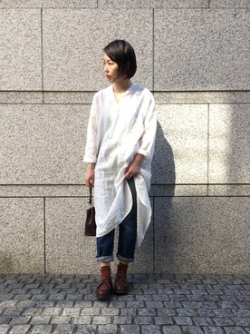 「OMNIGOD（オムニゴッド）のアイテム（パンツ）」を使った、OMNIGOD代官山さん（レディース・160cm）の冬コーディネート