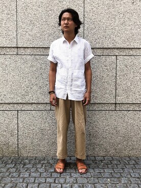 「OMNIGOD（オムニゴッド）のアイテム（パンツ）」を使った、OMNIGOD代官山さん（メンズ・180cm）の夏コーディネート
