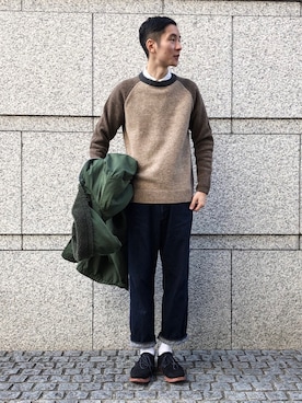 「OMNIGOD（オムニゴッド）のアイテム（パンツ）」を使った、OMNIGOD代官山さん（メンズ・180cm）の秋コーディネート