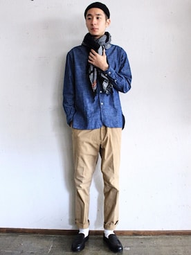 「OMNIGOD（オムニゴッド）のアイテム（パンツ）」を使った、OMNIGOD代官山さん（メンズ・180cm）の冬コーディネート