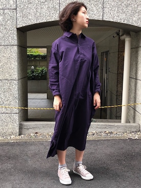 「OMNIGOD（オムニゴッド）のアイテム（シャツワンピース）」を使った、OMNIGOD代官山さん（レディース・161cm）の夏コーディネート