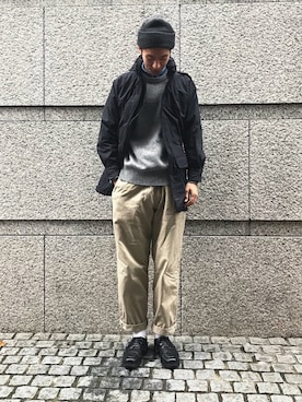 「OMNIGOD（オムニゴッド）のアイテム（モッズコート）」を使った、OMNIGOD代官山さん（メンズ・180cm）の秋コーディネート