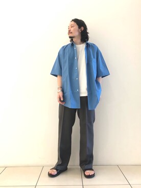 「URBAN RESEARCH（アーバンリサーチ）のアイテム（スラックス）」を使った、yamamoto0804さん（メンズ・163cm）の夏コーディネート
