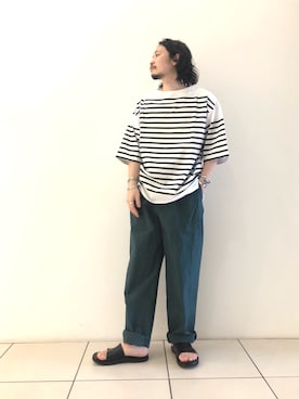 「FRANK LEDER（フランクリーダー）のアイテム（パンツ）」を使った、yamamoto0804さん（メンズ・163cm）の夏コーディネート