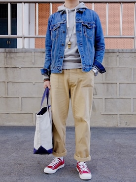 「アイテム（デニムジャケット）」を使った、寄未さん（メンズ・173cm・20代）の冬コーディネート