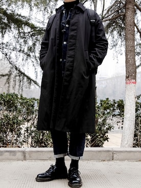 「BEAMS（ビームス）のアイテム（トレンチコート）」を使った、寄未さん（メンズ・173cm）の冬コーディネート