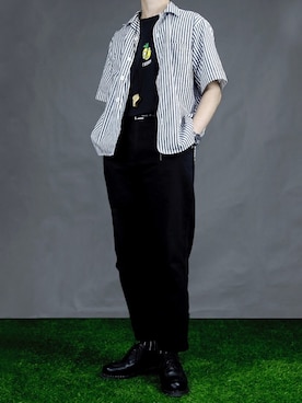 「盐系风格」｜「アイテム（その他シューズ）」を使った、寄未さん（メンズ・173cm）の夏コーディネート