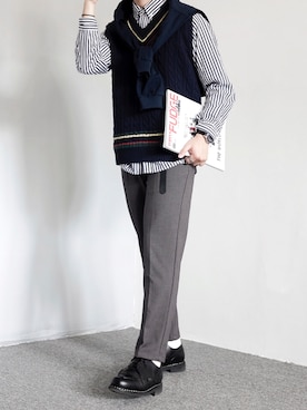 「通勤穿搭」｜「アイテム（その他シューズ）」を使った、寄未さん（メンズ・173cm）の秋コーディネート