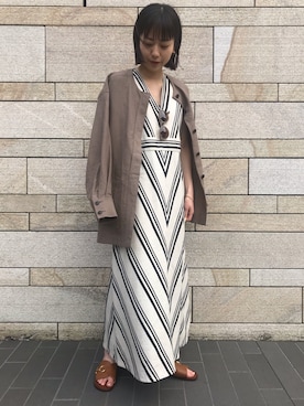 「Curensology（カレンソロジー）のアイテム（ノーカラージャケット）」を使った、SAORIさん（レディース・164cm）の春コーディネート