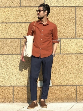 「SHIPS（シップス）のアイテム（スリッポン）」を使った、中川さん（メンズ・178cm）の夏コーディネート
