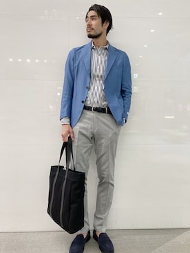 「アイテム（その他シューズ、ブルー系）」を使った、中川さん（メンズ・178cm）の夏コーディネート