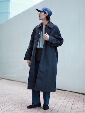 「Steven Alan（スティーブンアラン）のアイテム（ステンカラーコート）」を使った、おおかわひろのぶさん（メンズ・173cm）の春コーディネート