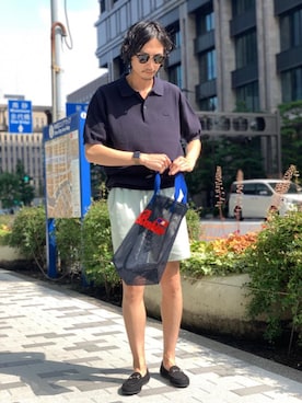 「FERRANTE（フェランテ）のアイテム（スリッポン）」を使った、おおかわひろのぶさん（メンズ・173cm）の春コーディネート