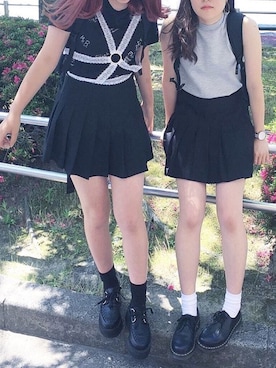 「Dr. Martens（ドクターマーチン）のDr.Martens (ドクターマーチン)/1461 3EYE GIBSON SHOES（その他シューズ）」を使った、Honoka☄️さん（レディース・158cm）の秋コーディネート