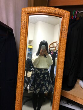 「LOWRYS FARM（ローリーズファーム）のアイテム（スカート、ブルー系）」を使った、ジャスミンさん（レディース・162cm）の冬コーディネート