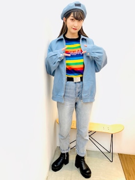 「XLARGE（エクストララージ）のアイテム（その他アウター）」を使った、Hinakoさん（レディース・165cm）の夏コーディネート
