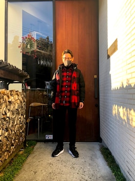 「Abercrombie&Fitch（アバークロンビーアンドフィッチ）のアイテム（シャツ/ブラウス）」を使った、tsukaさん（メンズ・170cm）の冬コーディネート