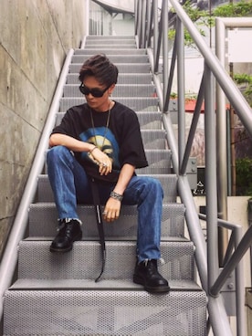 「Acne Studios（アクネストゥディオズ）のアイテム（サングラス、ブラック系）」を使った、J.shizukiさん（メンズ・165cm）の夏コーディネート