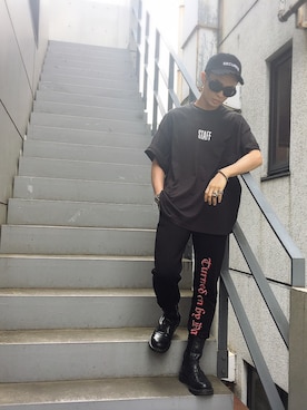 「VETEMENTS（ヴェトモン）のアイテム（キャップ、ブラック系）」を使った、J.shizukiさん（メンズ・165cm）の夏コーディネート